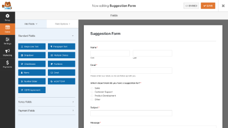 Form fields Editor Screenshot